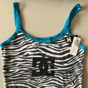 DC Ladies Black/White/Blue Tank Top Size Small